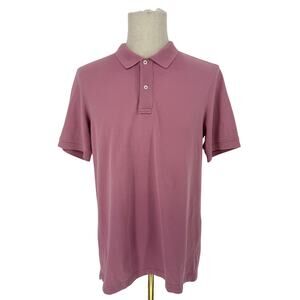 Land's End Men's Short Sleeve Cotton Supima Polo Shirt Sz M Traditional Fit Pink